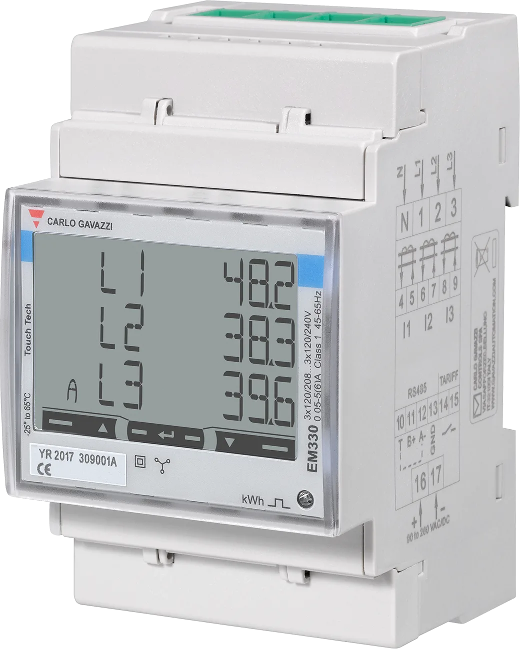 Three-phase energy meter EM330, CT input 5(6) A, Modbus RTU