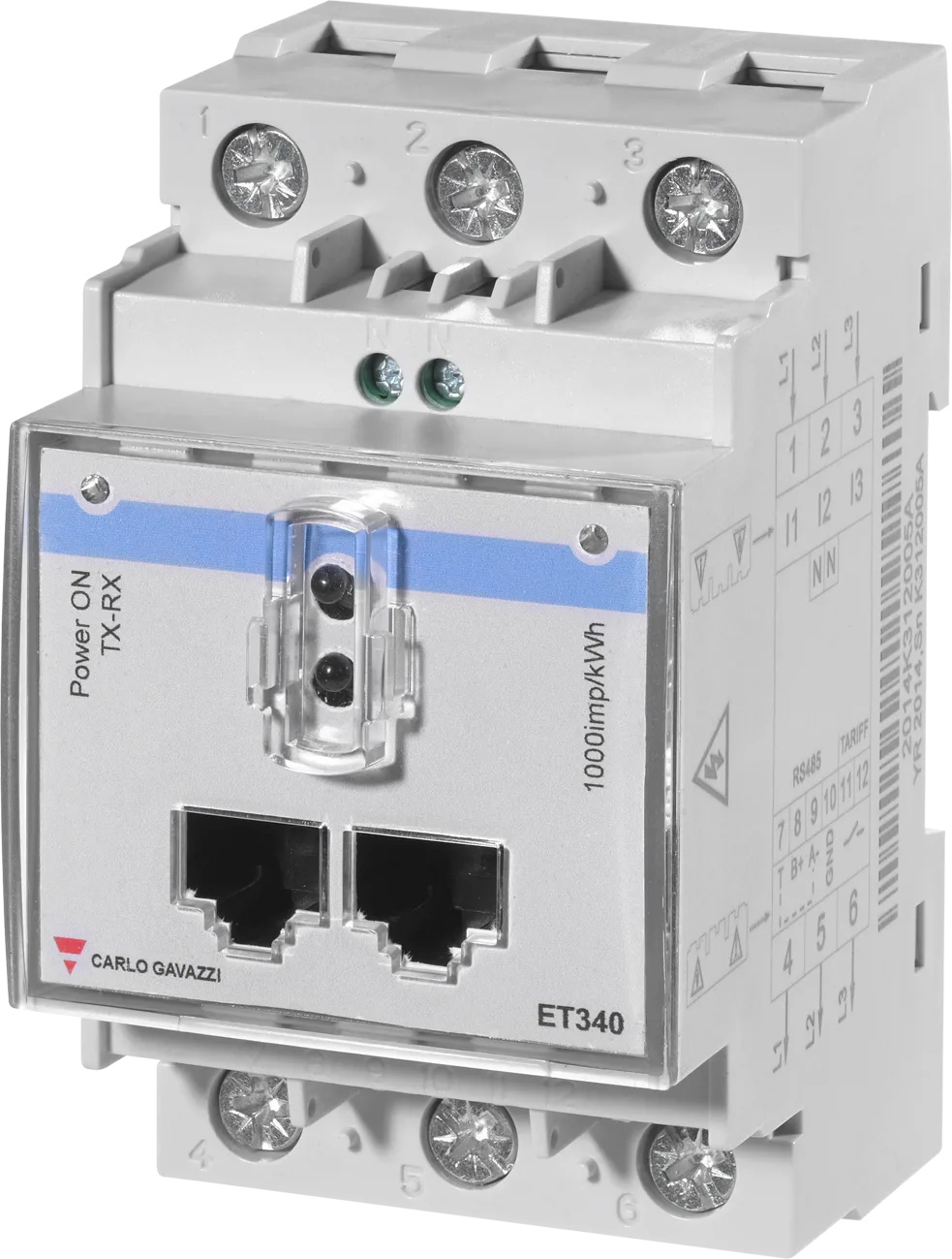 Three-phase energy transducer ET340, 5(65) A direct, Modbus RTU