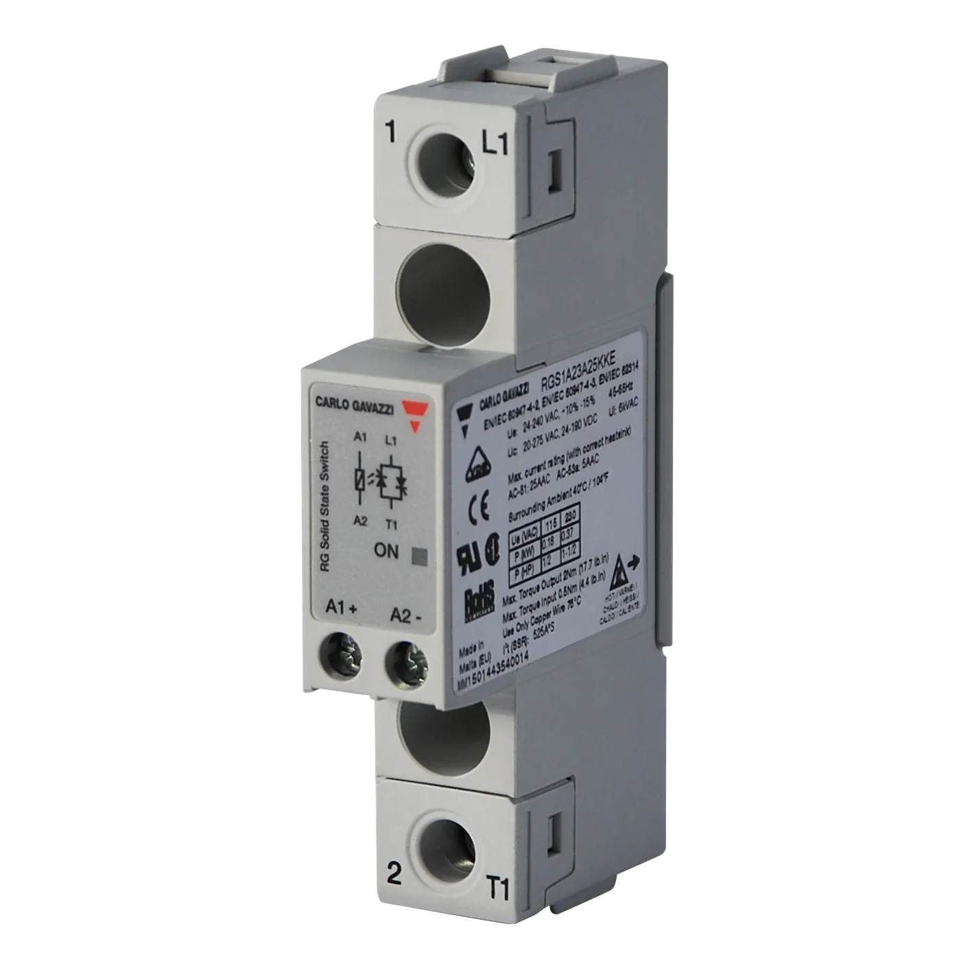 Solid state relay RGS, 1-pole, 25 A, 24-264 VAC, zero-cross