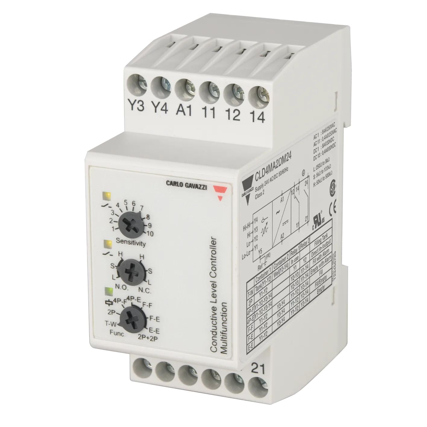 Conductive 2 to 4-point level controller CLD4, 24 VAC/DC, DIN rail