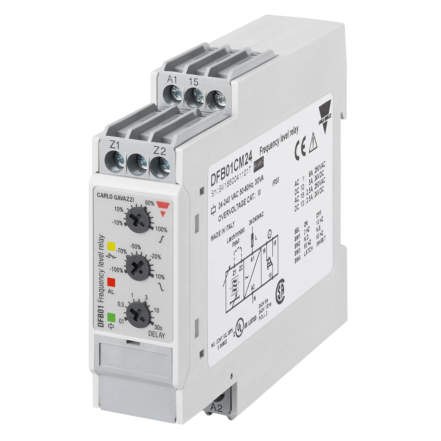 Over and underfrequency monitoring relay DFB01, 50/60 Hz, 24-240 VAC