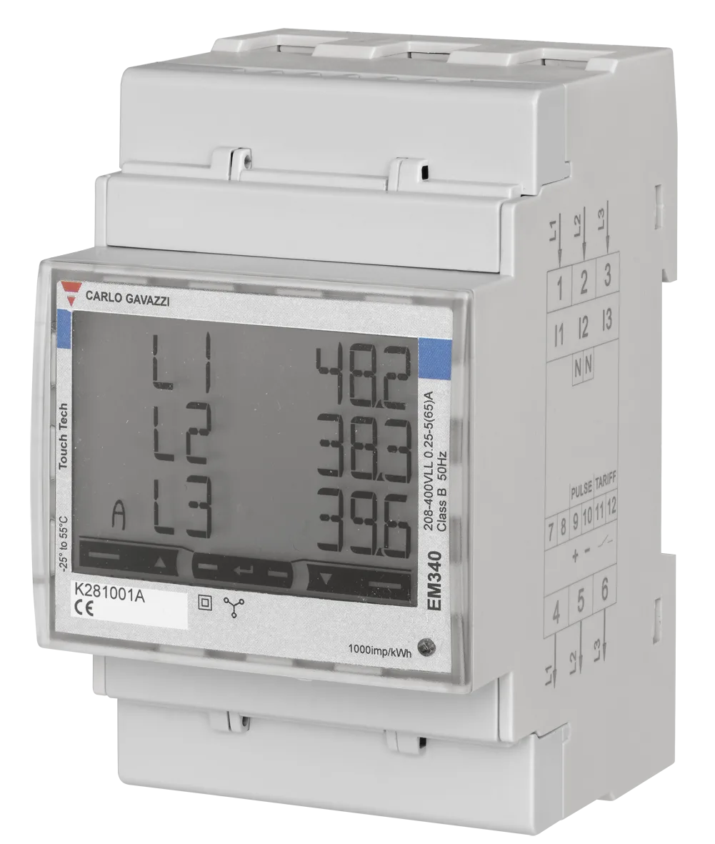 Three-phase energy meter EM340, 5(65) A direct, M-Bus