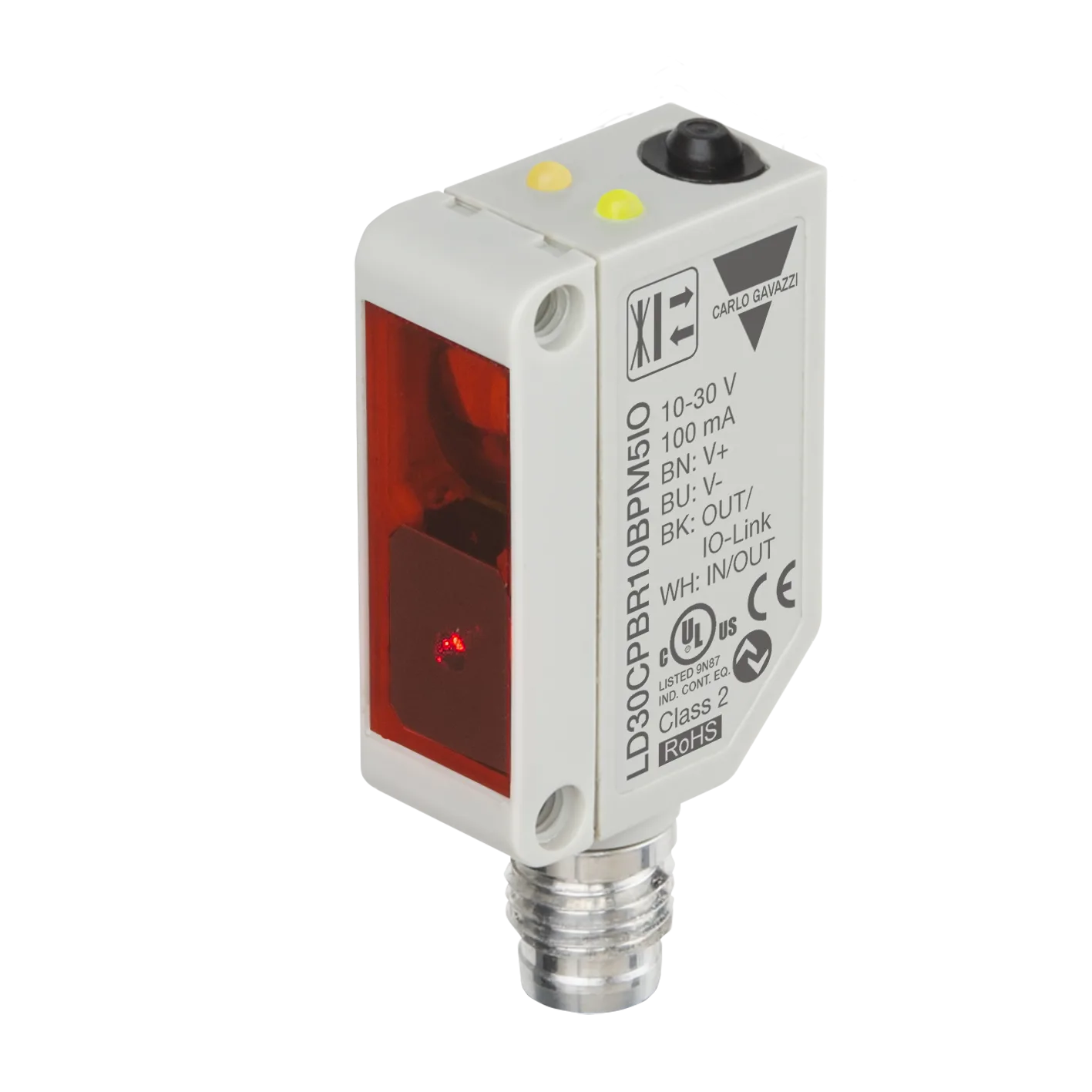 Laser photoelectric sensor with background suppression, 100 mm, IO-Link