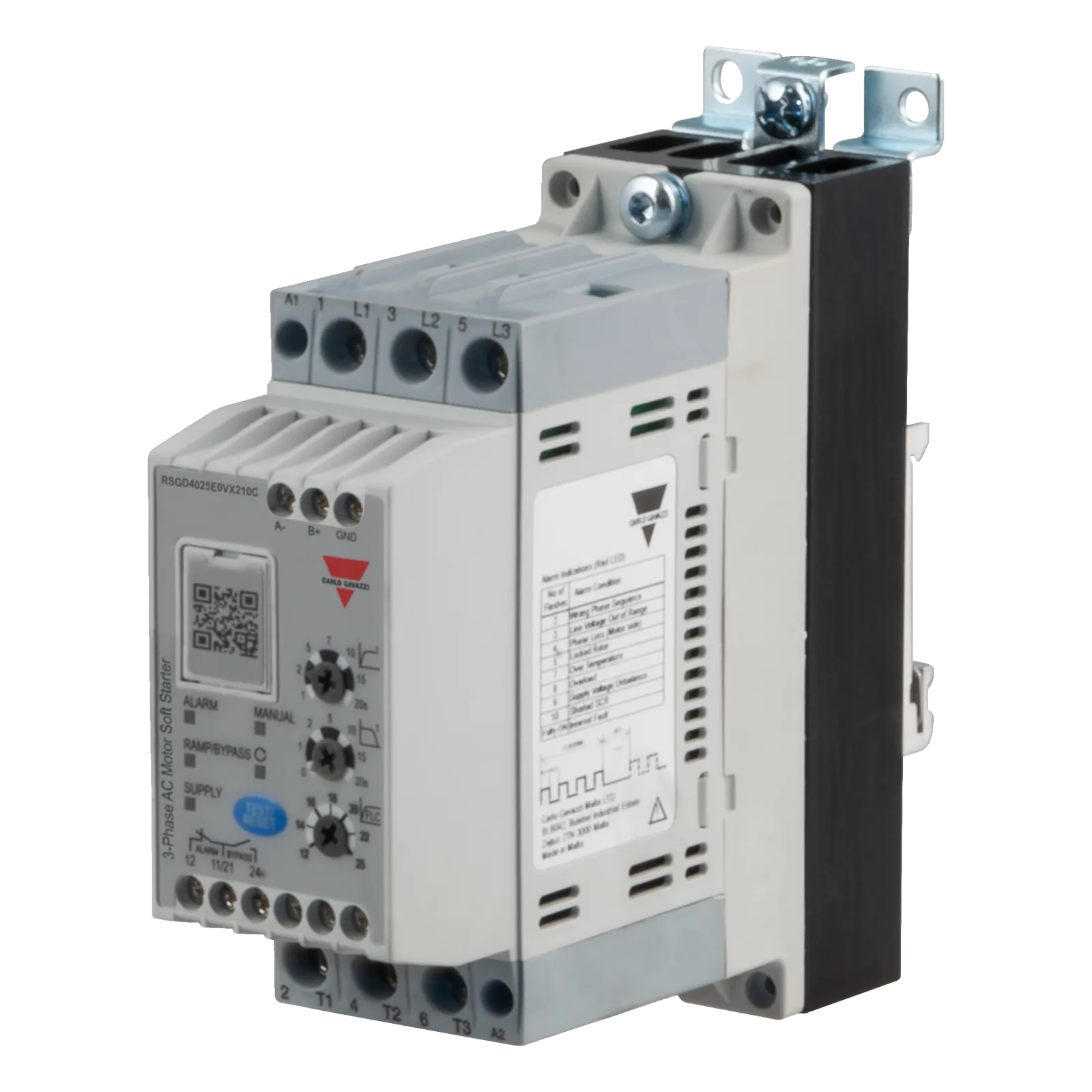 Soft starter RSGD, 3-phase 220-400 VAC, 45 A, 22 kW at 400 V, overload protection