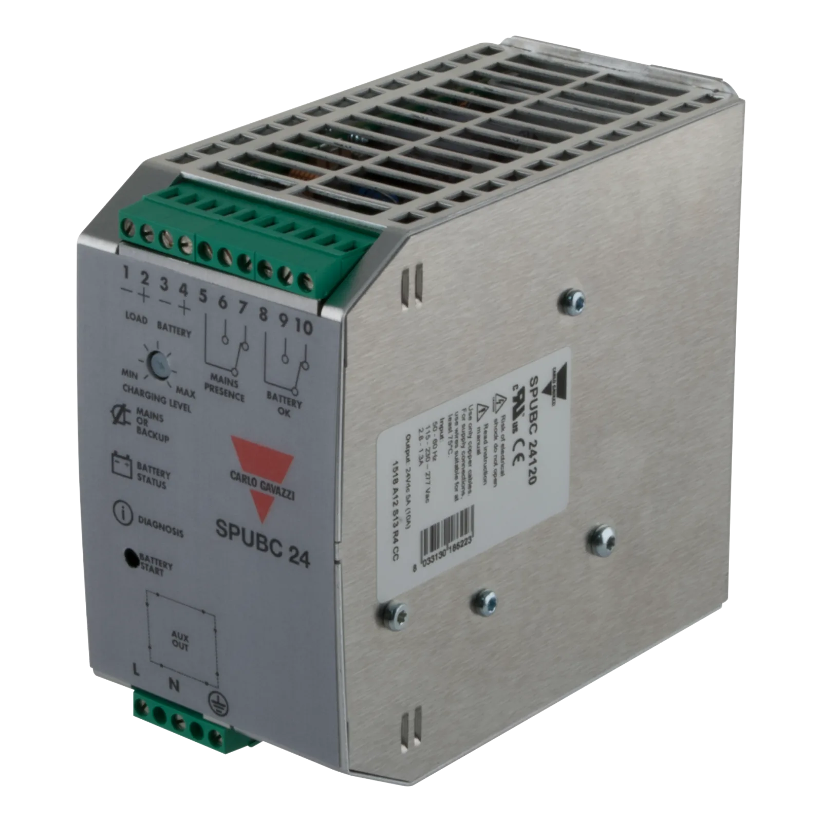 DIN rail UPS and battery charger SPUBC, 24 VDC, 120 W