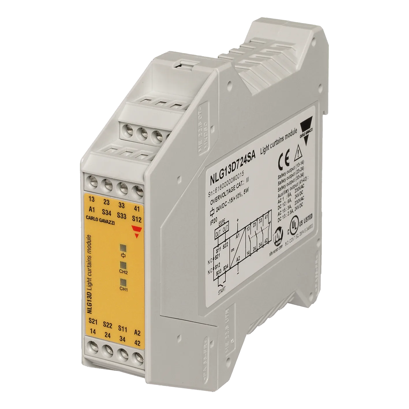 Safety module for light curtains NLG13, 3NO + 1NC, 24 VDC