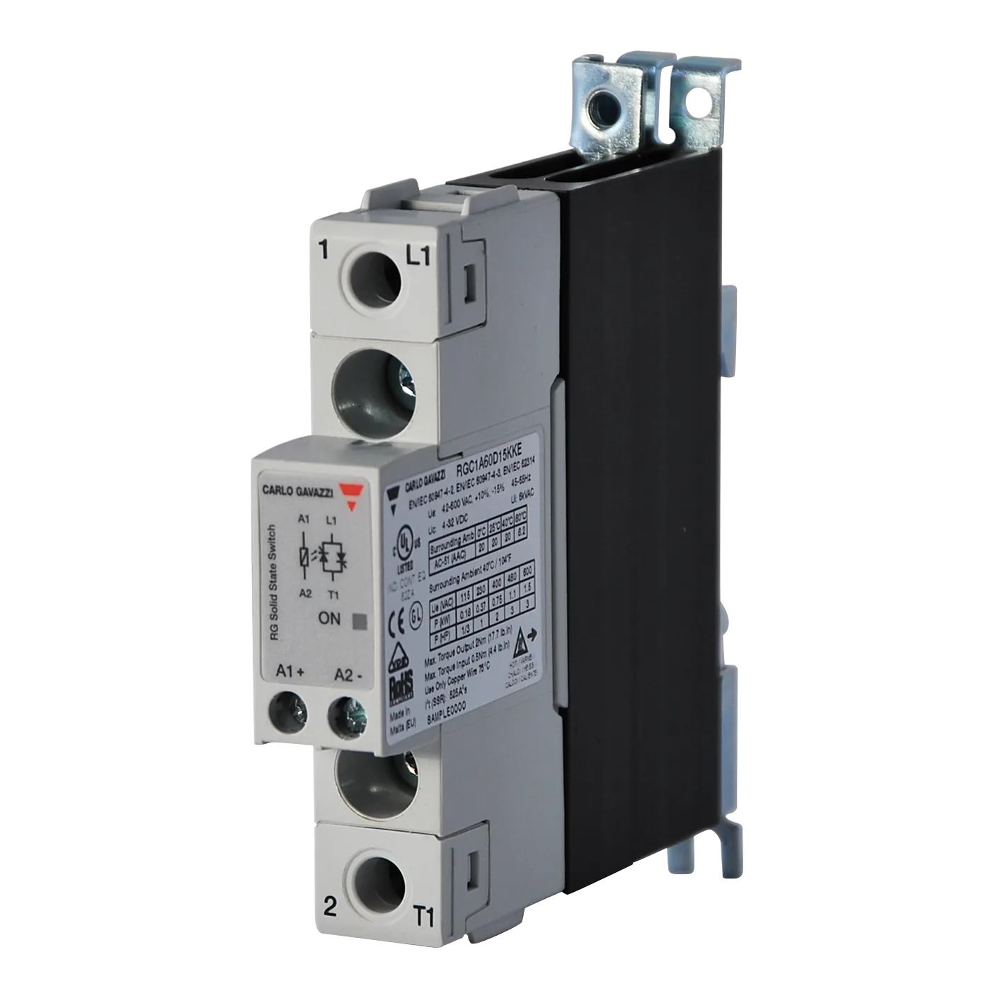 Solid state contactor RGC, 1-pole, 25 A, 42-660 VAC, AC/DC control, DIN rail