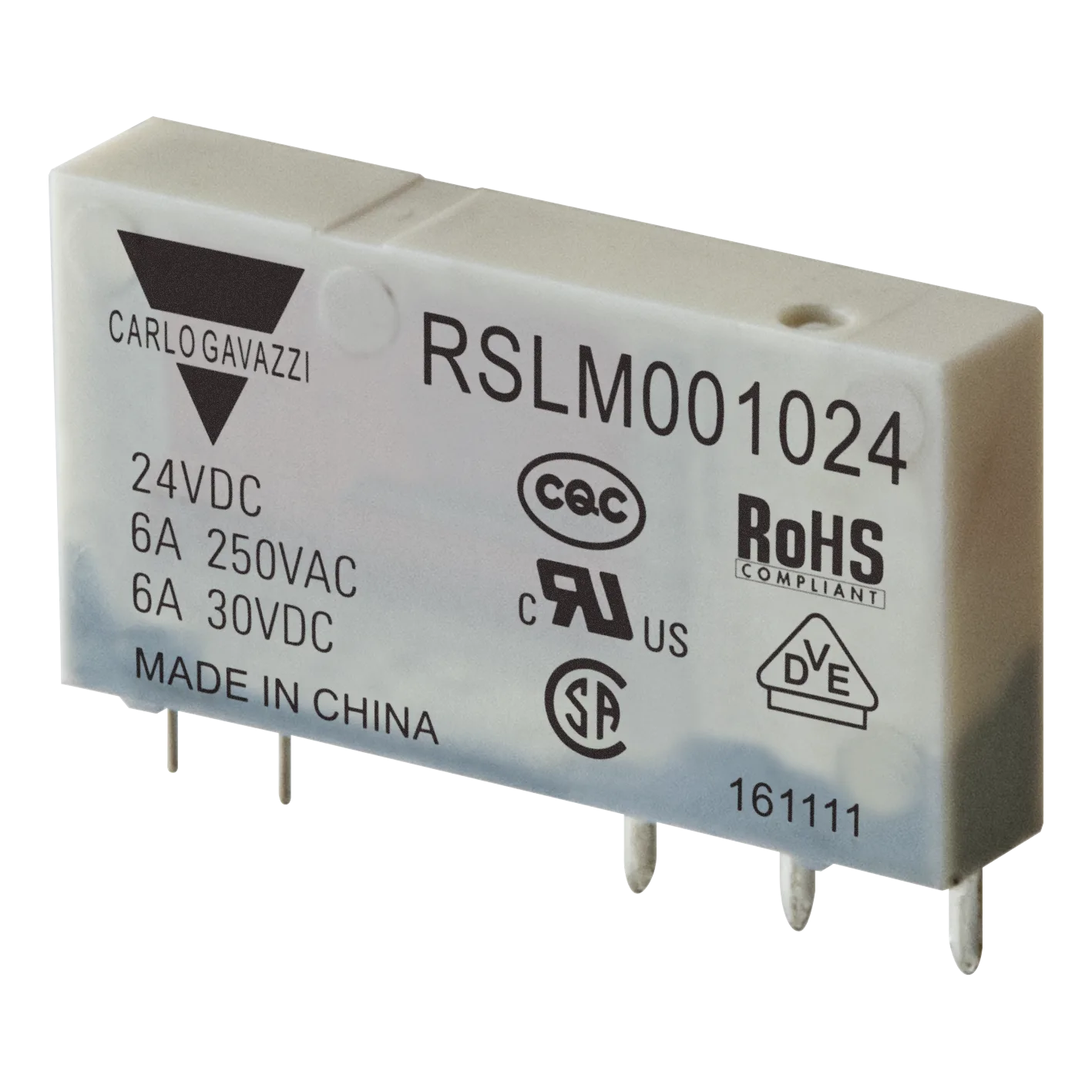Slim relay RSLM, SPDT, 6 A, 24 VDC coil, LED