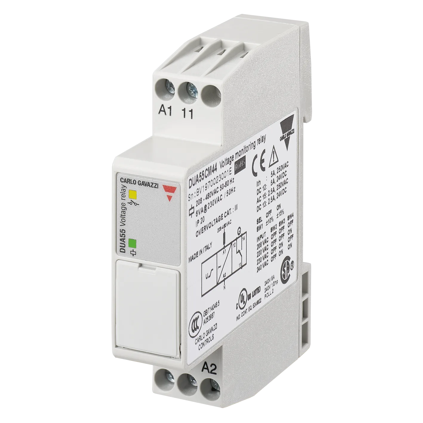1-phase window voltage monitoring relay DUA55, 208-480 VAC, self-powered