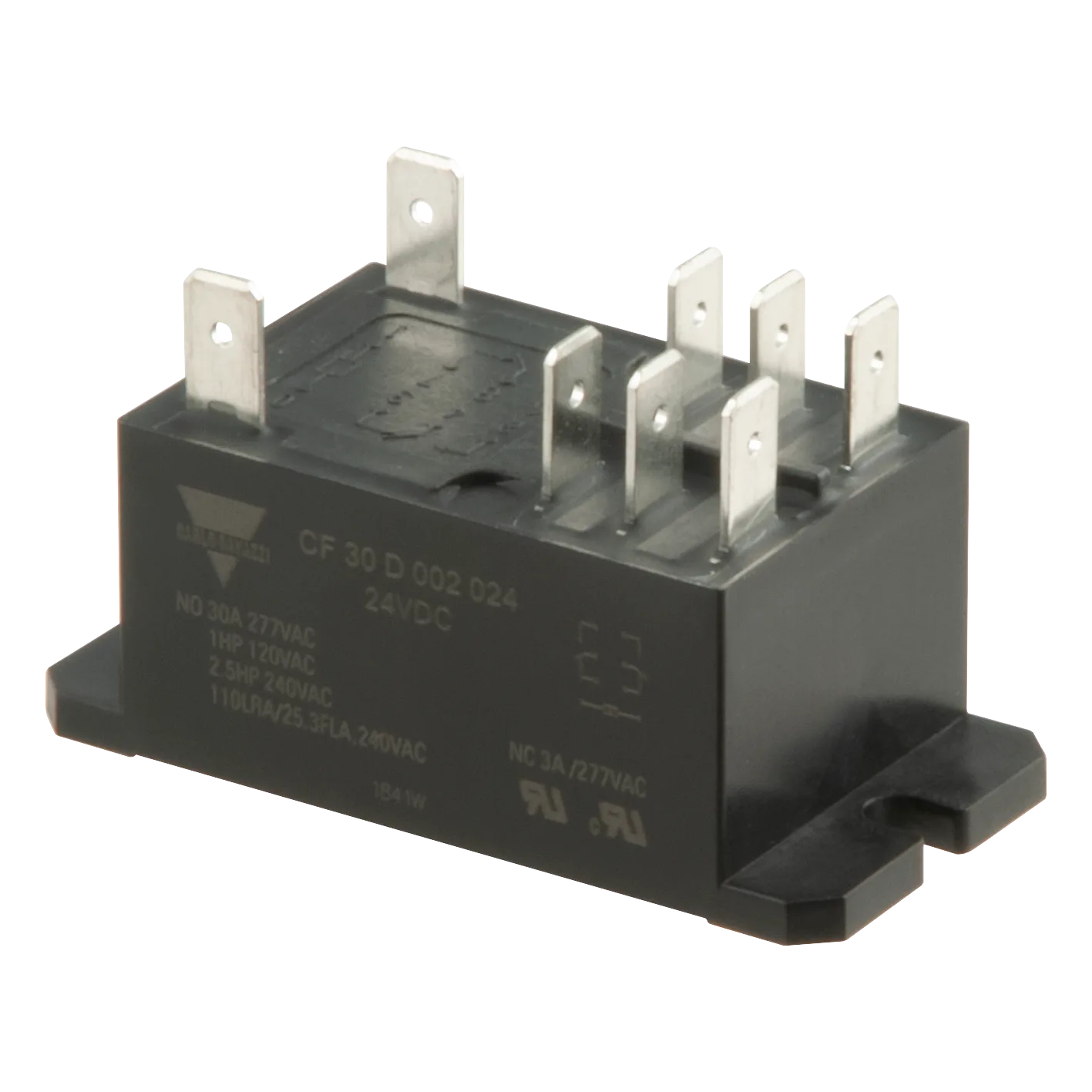 Power relay CF30, DPDT, 30 A, 24 VAC coil, Faston terminals