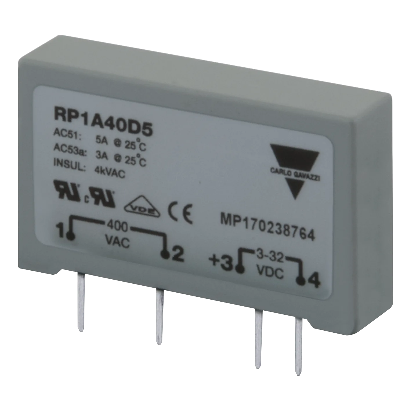 PCB mount solid state relay RP1A, 1-pole, 5 A, 12-265 VAC, zero-cross